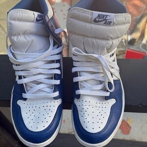 Nike Air Jordan High-Top Sneakers in White and Navy Blue